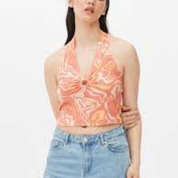 Groovy! Ribbed Keyhole Halterneck To - Picture 2 of 4